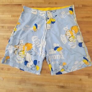 Corona Extra Beer Swim Shorts Men’s 34 Blue Board Trunks